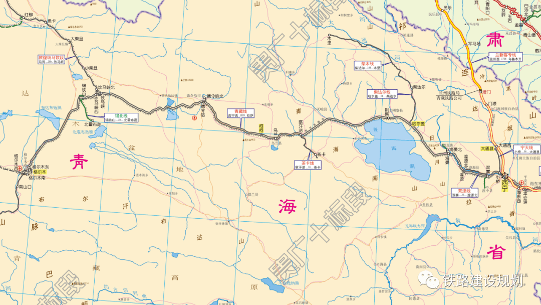 青藏线西格段线路走向示意图▼