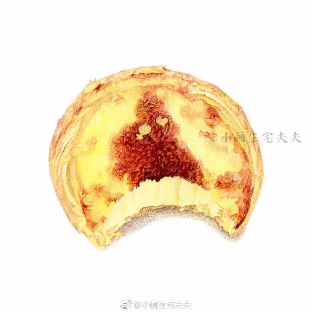 如何用彩铅画美食?教你画美味可口的蛋挞,彩铅手绘美食简单步骤