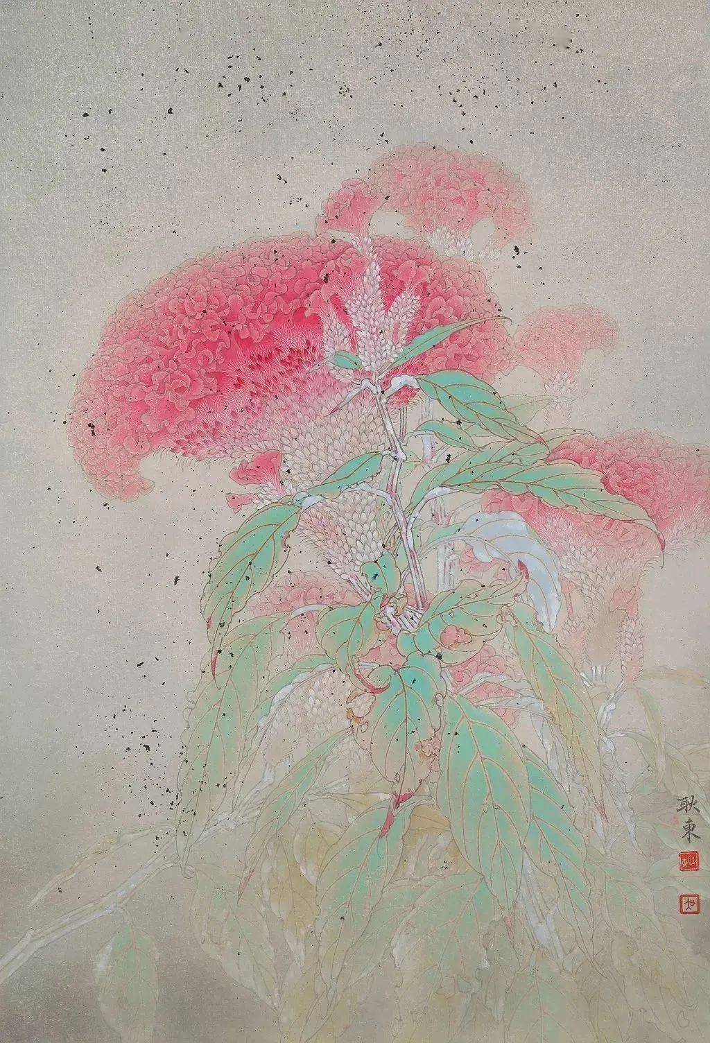 【艺术世界】吴耿东:我喜绘鸡冠花,能看出别人看不到的美_工笔画