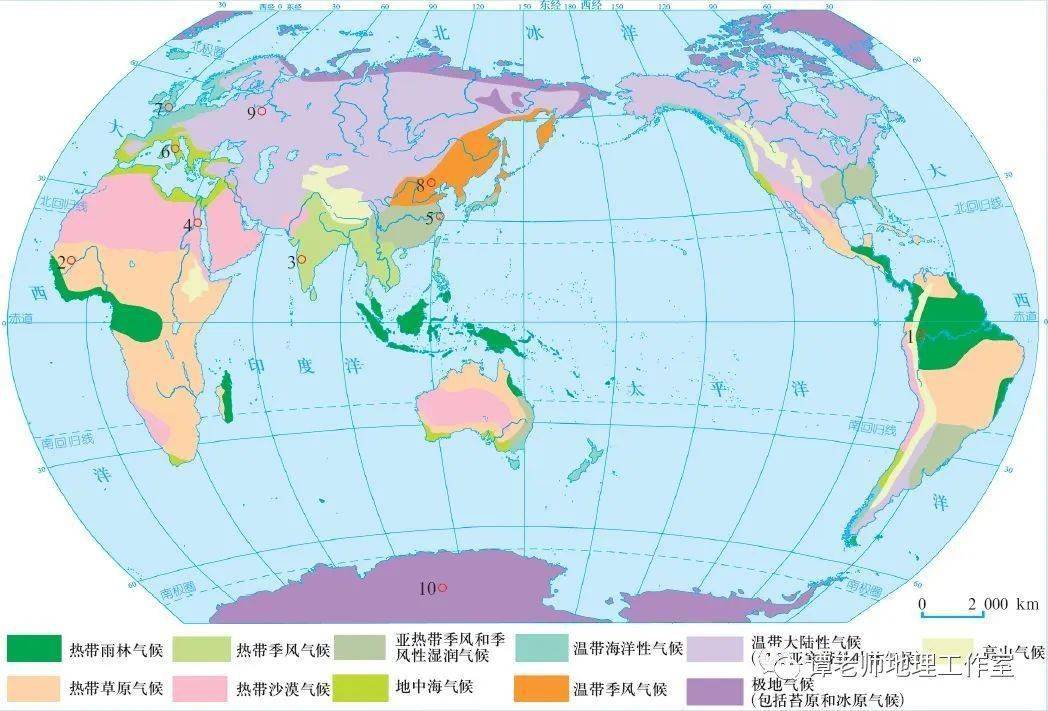 01 全球高清大图 , 世界植被自然带分布图 02 手绘高清黑白 世界气候