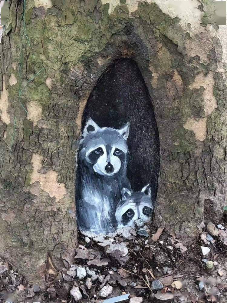 树上住进可爱小动物申城首条树洞彩绘路来了还有惊喜闸北公园51个树洞