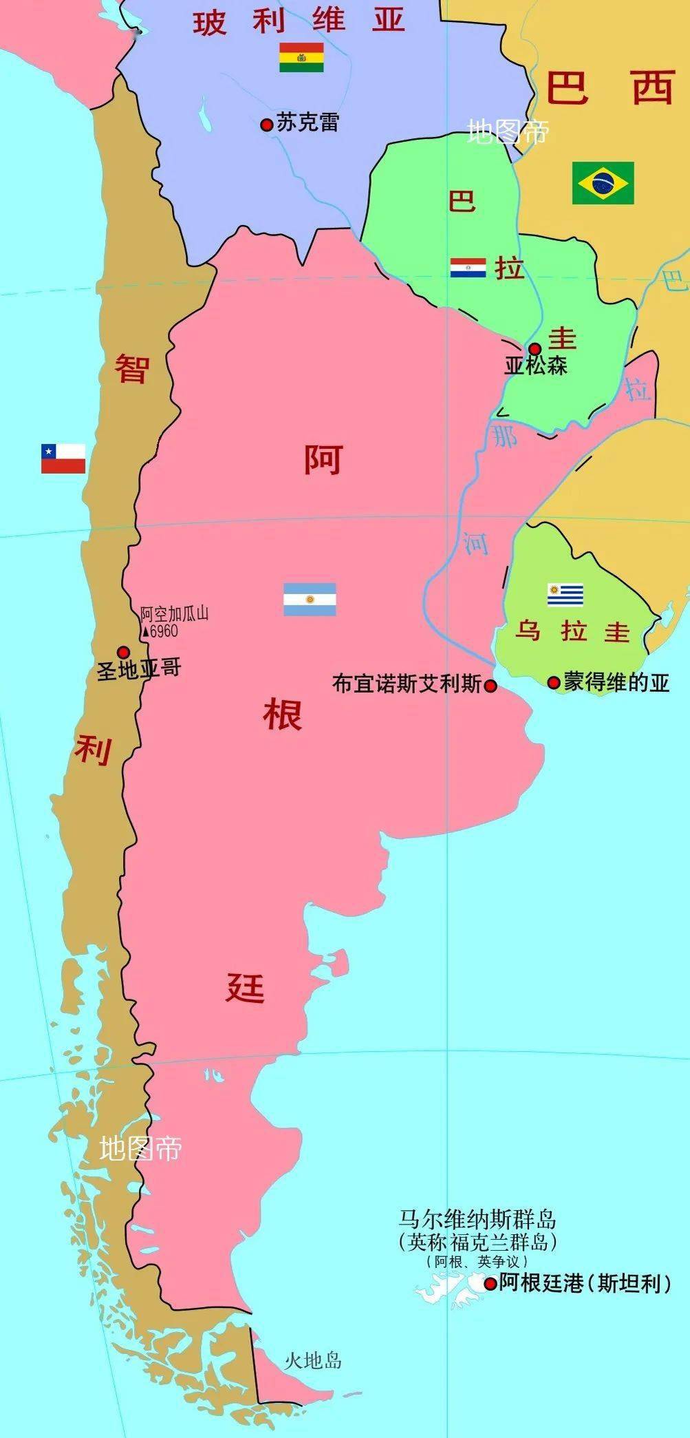 哪些国家的地图能装得下智利
