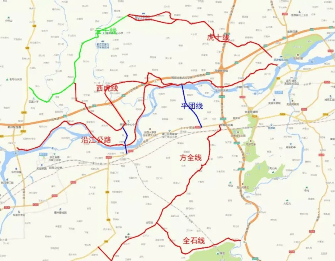 受高速封道施工影响,龙游县境内320国道,315省道等主要道路的车辆将