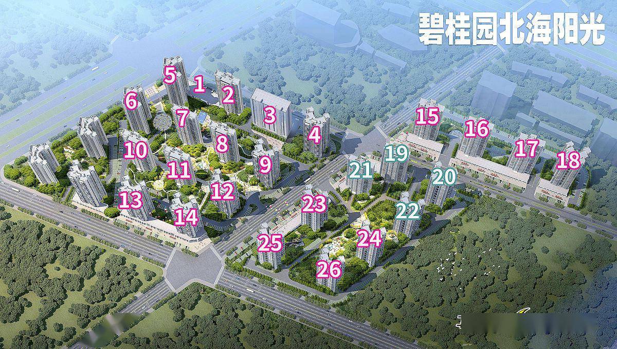 报建的是19,20,21,22#楼碧桂园北海阳光地块2:建10栋住宅楼(1017户)和