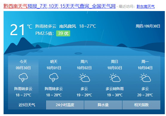 贵州九市州天气预报充足的阳光,充裕的时间,国庆期间全省大部地区旅游