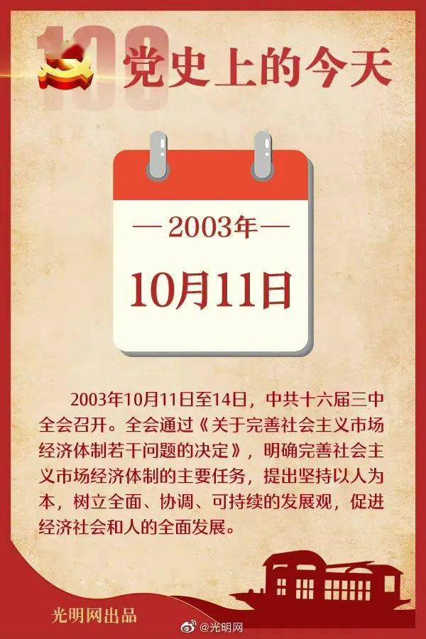 2003年10月11日-14日,中共十六届三中全会召开.