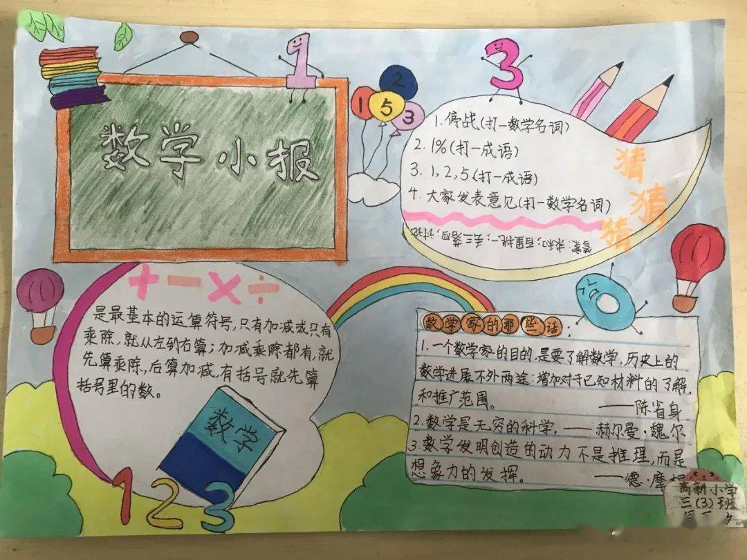 【高小·校园动态】高新小学三年级"趣味数学手抄报"