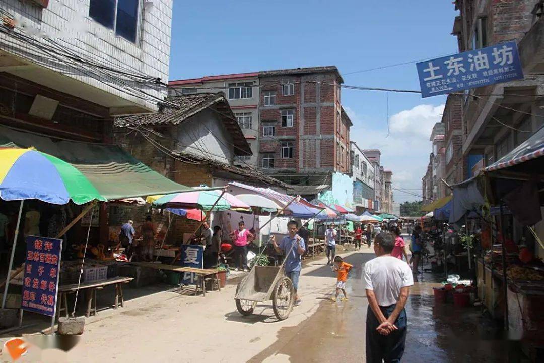 航拍全景图最多外县市村民趁的浦北村圩寨圩土东圩