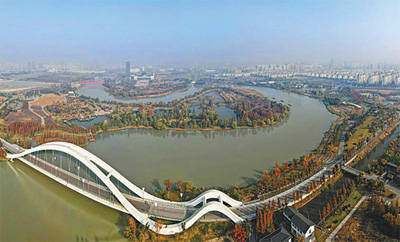 扬州市运河三湾生态文化公园.孟德龙摄(人民视觉)