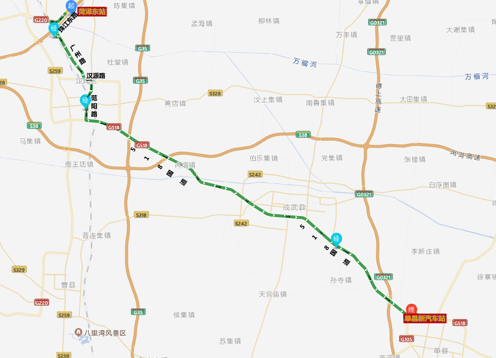 定陶老汽车站,南王店,青岗集路口,永明集团,圆梦新村,钟口,曹县汽车