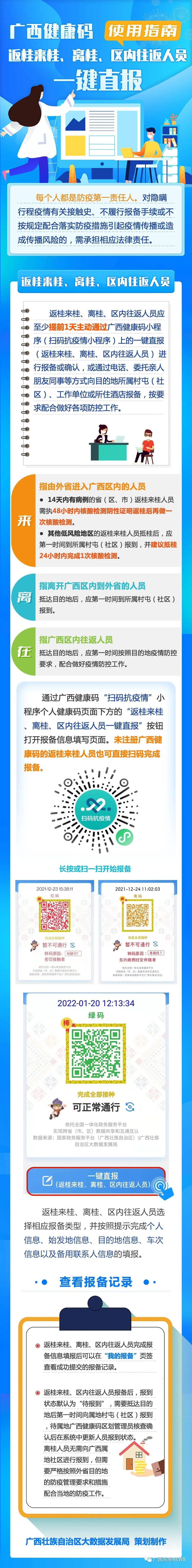 广西健康码"一键直报"上线,返桂来桂,离桂,区内往返人员都要报备!