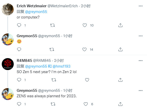 zen5?greymon55表示一直都安排在2023年.