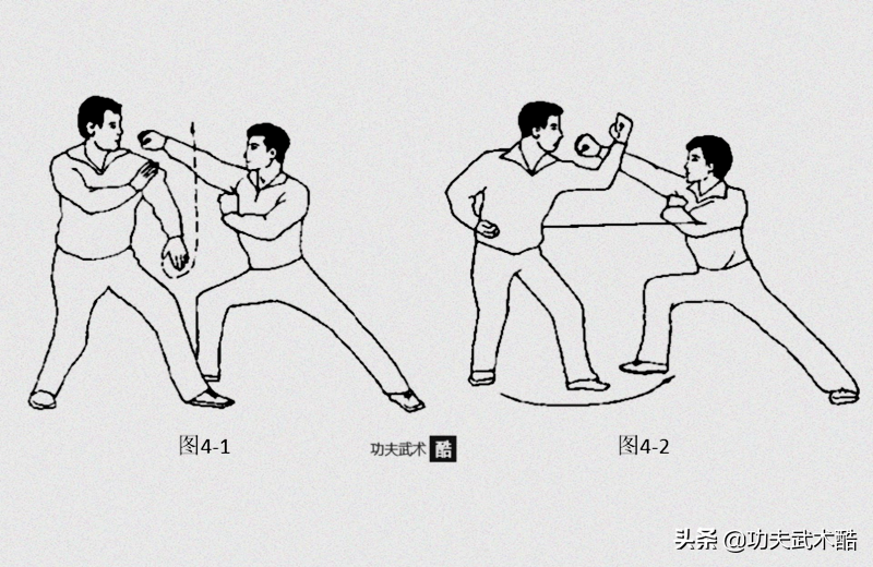 3,紧接上动,我方上右步,以右弓步,右冲拳击敌胸部,同时左臂向上架挡