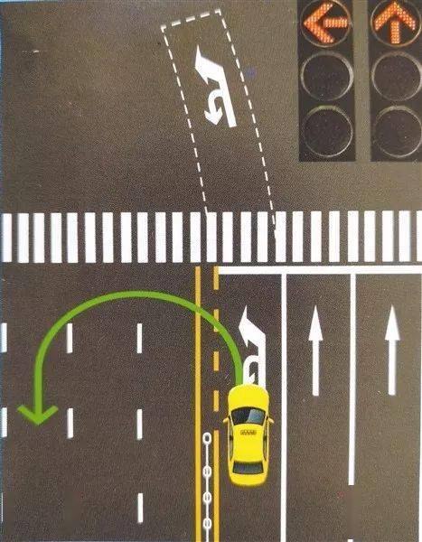 它是左转弯的车道增加了数米长的白色虚线框,直接连接到了马路中间.