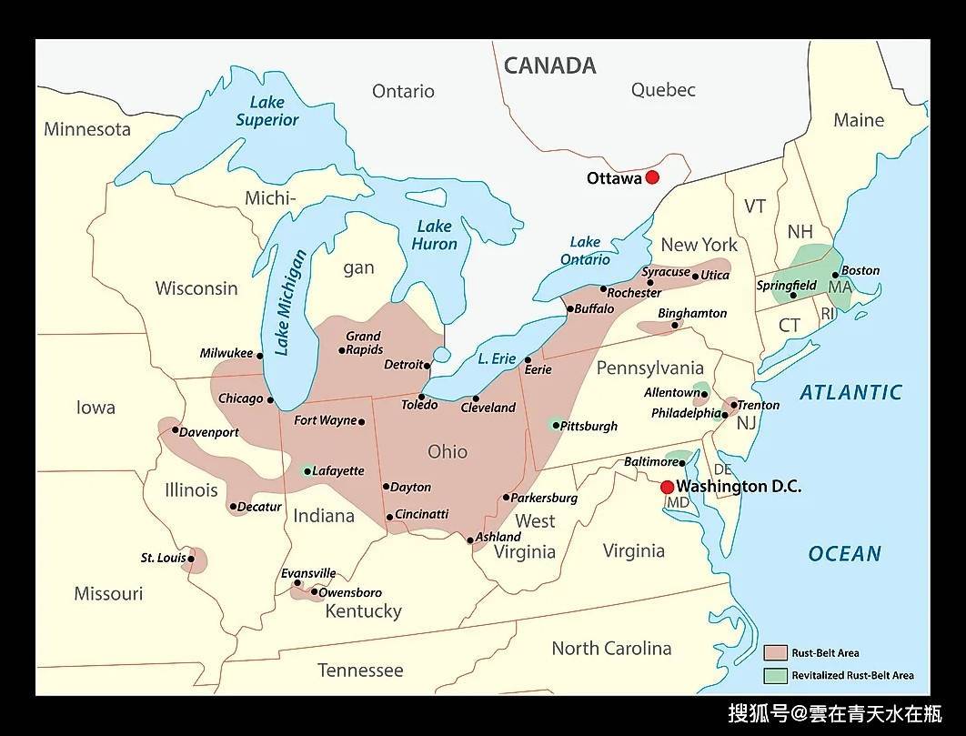 美国铁锈带是一个由美国东北部和中西部地区组成的老工业区.