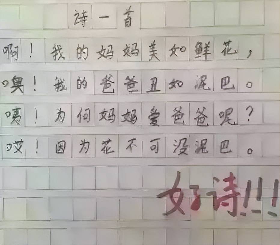 小学生自创《表白》一诗，语文老师甘拜下风，我当年怎么没想到  一年级作文 第2张