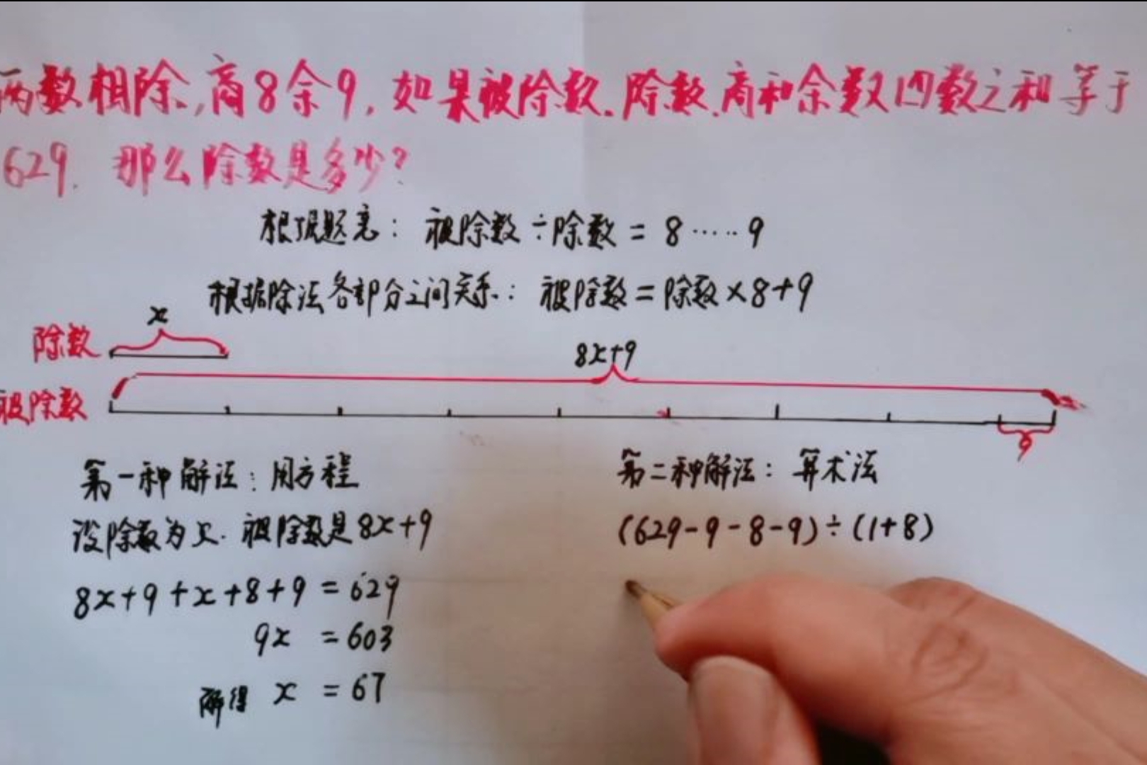 被除数除数商和余数之和为629用两种方法求除数等于多少