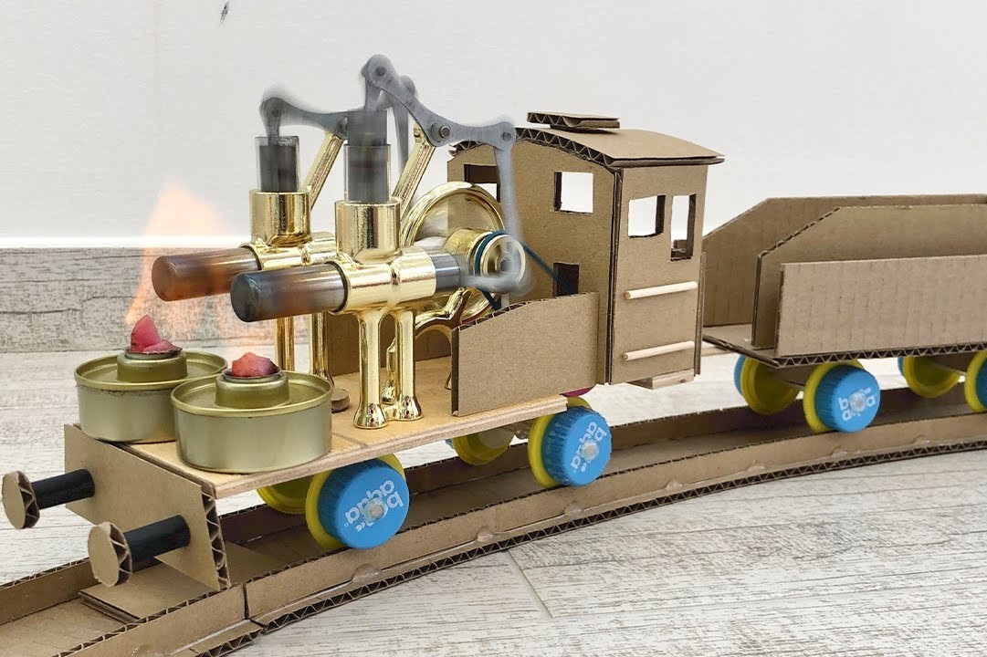 用斯特林发动机制造蒸汽小火车原来蒸汽发动机原理这么简单