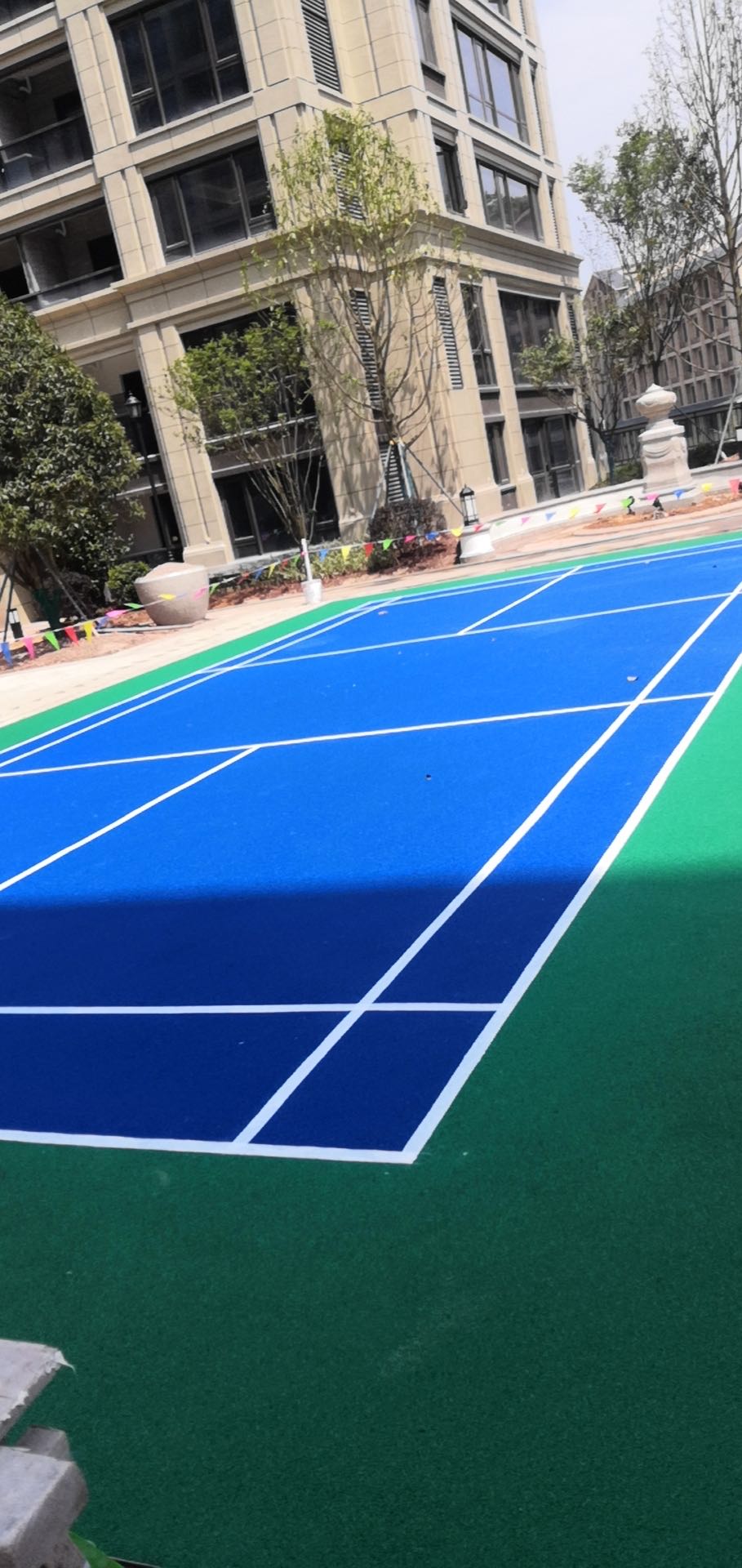 温州泰顺蓝城小区塑胶羽毛球场景观epdm地胶