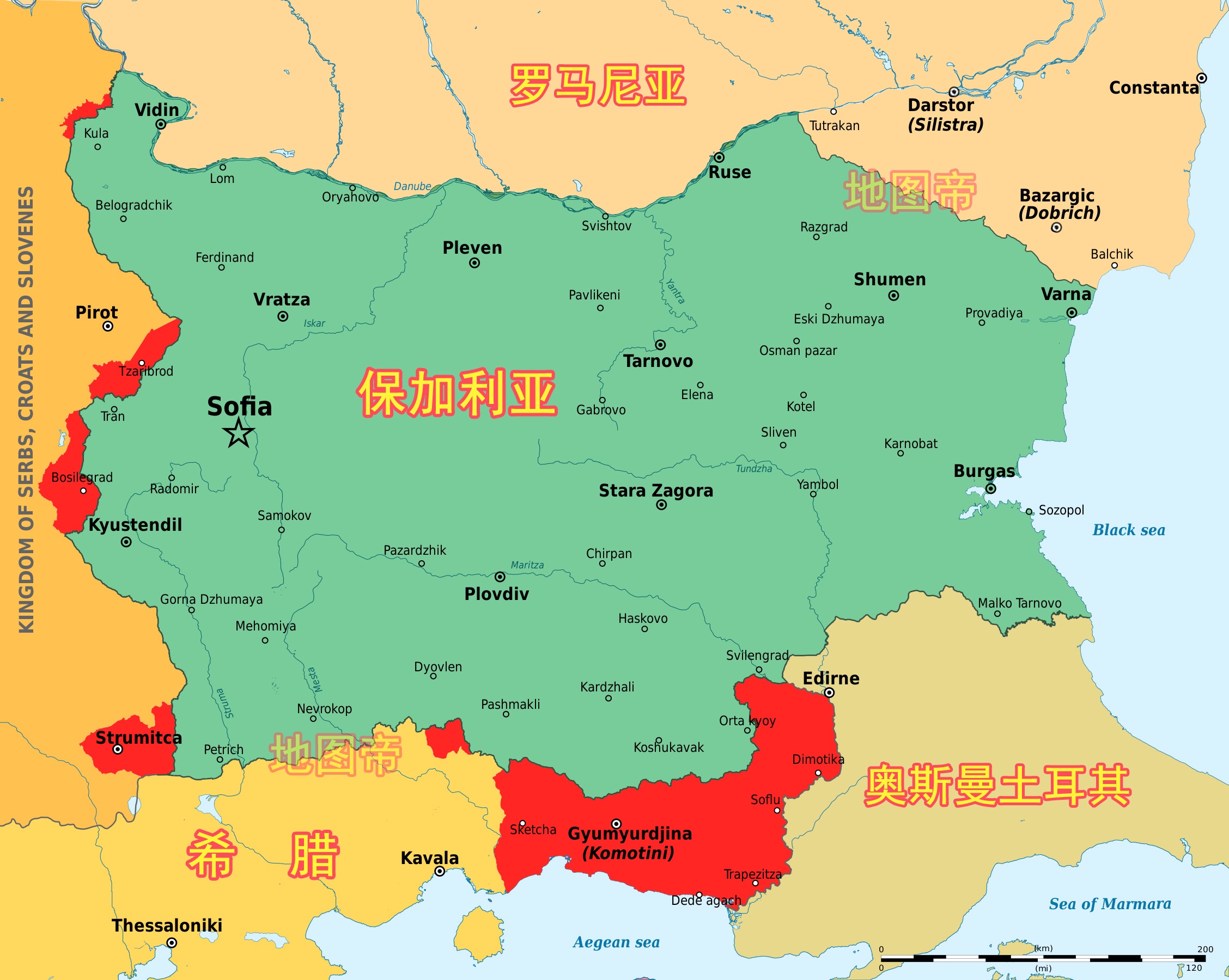保加利亚地理位置图片