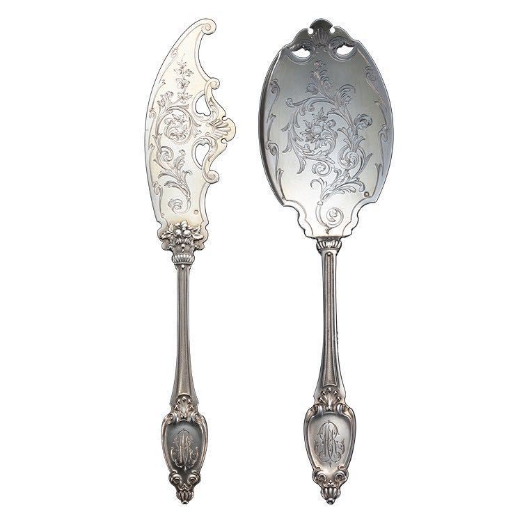 纯银巴洛克风格甜点餐具一对|图片源于风笛艺术电商平台△19世纪