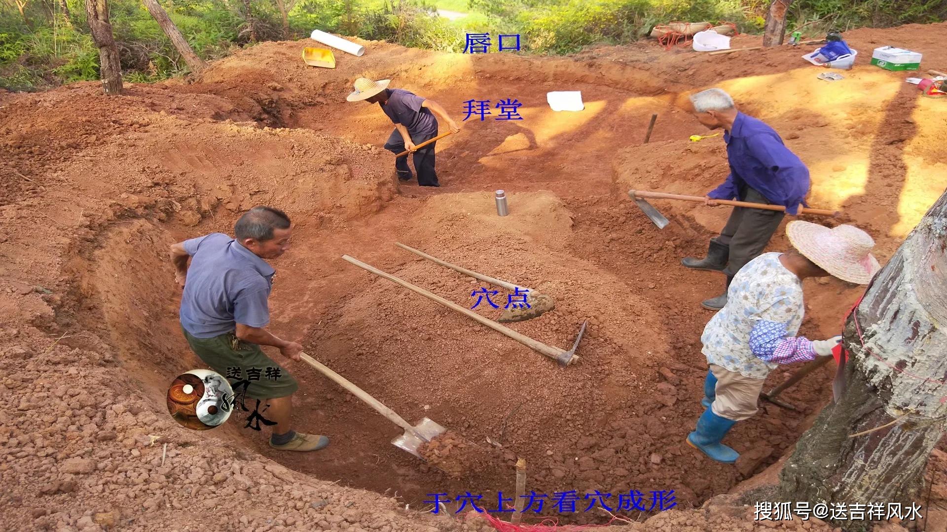 上方看穴点吉日吉时,安碑迎筋,座碑大吉大利于穴后看堂局,穴位坐落