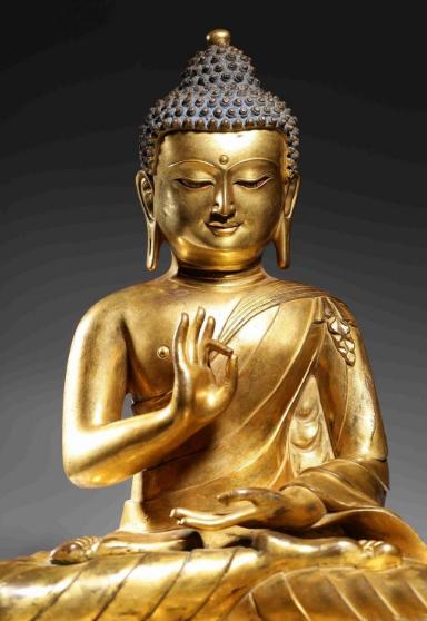 铜鎏金释迦牟尼佛像坐像摆件_造像