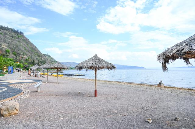 抚仙湖樱花谷相对而言更像是一座湖边公园,沙滩上还有许多有特色的