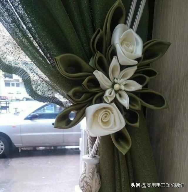 布艺作品35款用各种布料制作的花朵窗帘系带子好看又好用