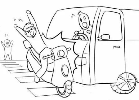交通事故卡通简笔画图片