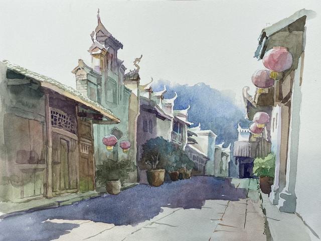 黔阳古城绘画作品图片