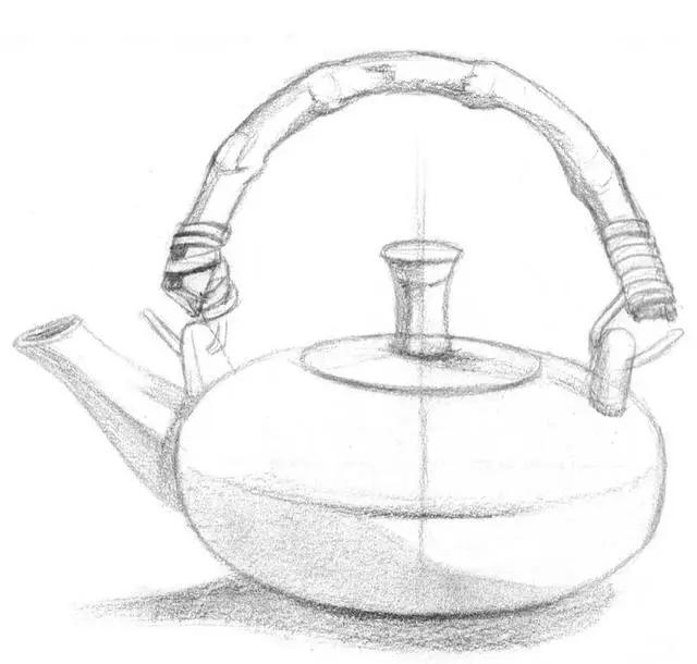 根据上一步画出陶壶的细节,画出投影范围.