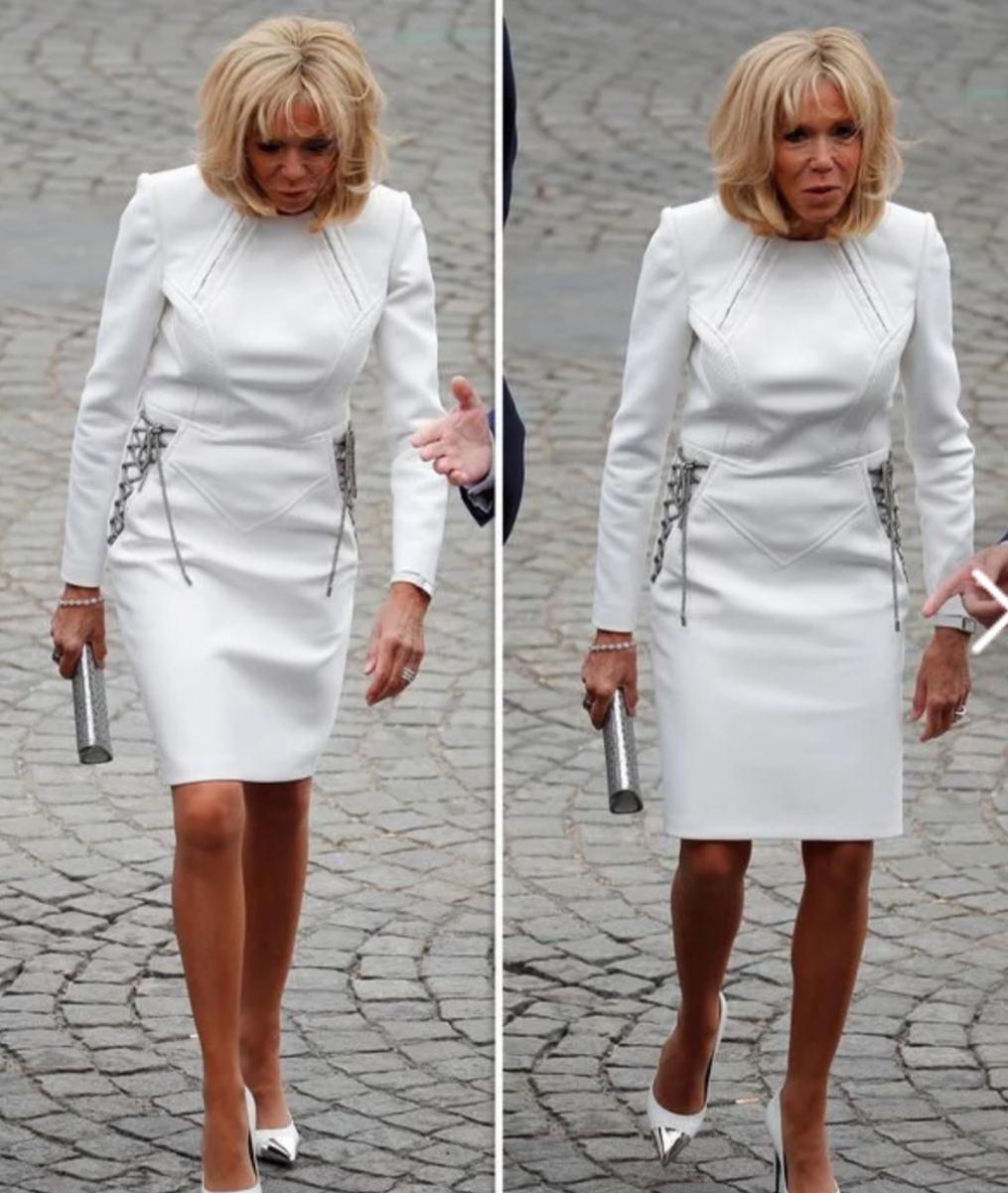 近日,布丽吉特亮相某活动的时候选择了一身白裙优雅极了,这是一件非常