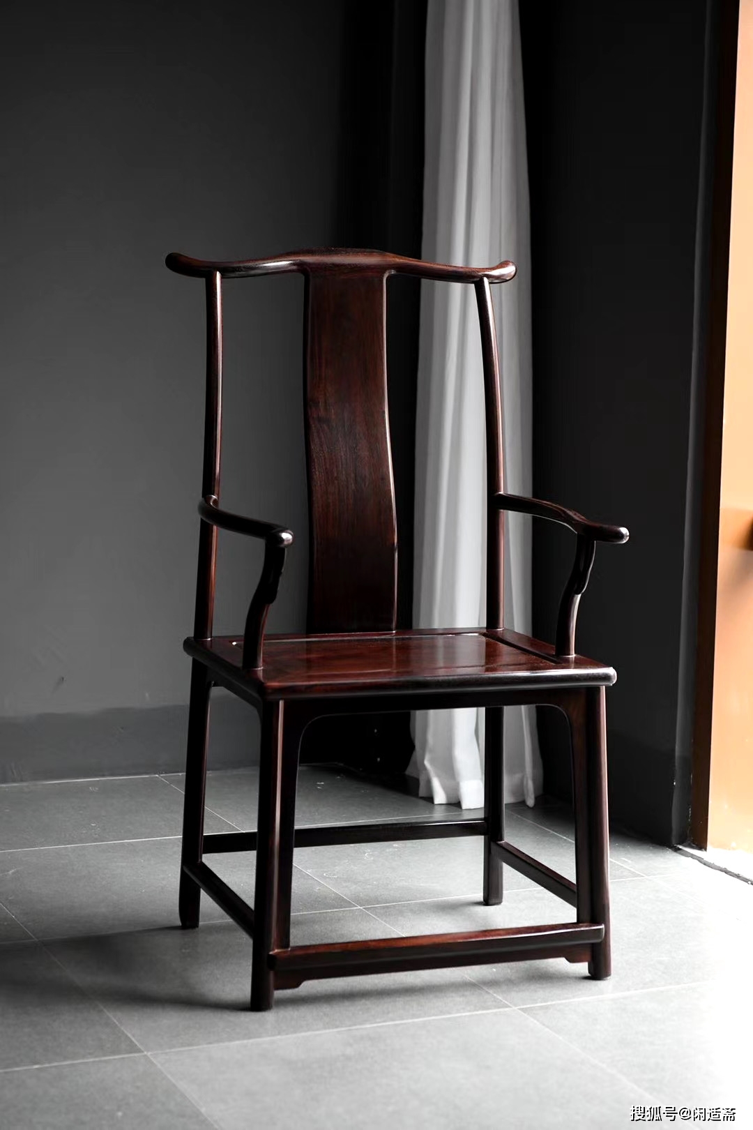 原创单把四出头无联邦棍官帽椅明式经典椅具