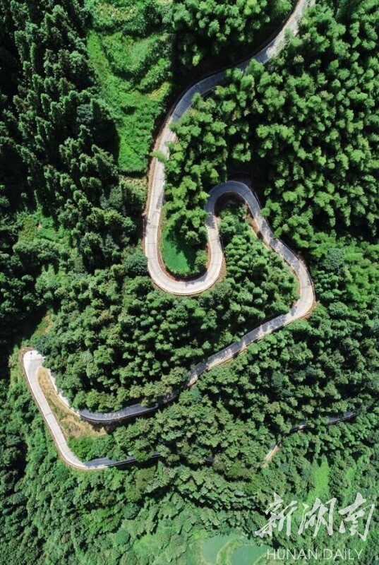 8月1日,溆浦县统溪河镇枫林村,山间的通村公路.