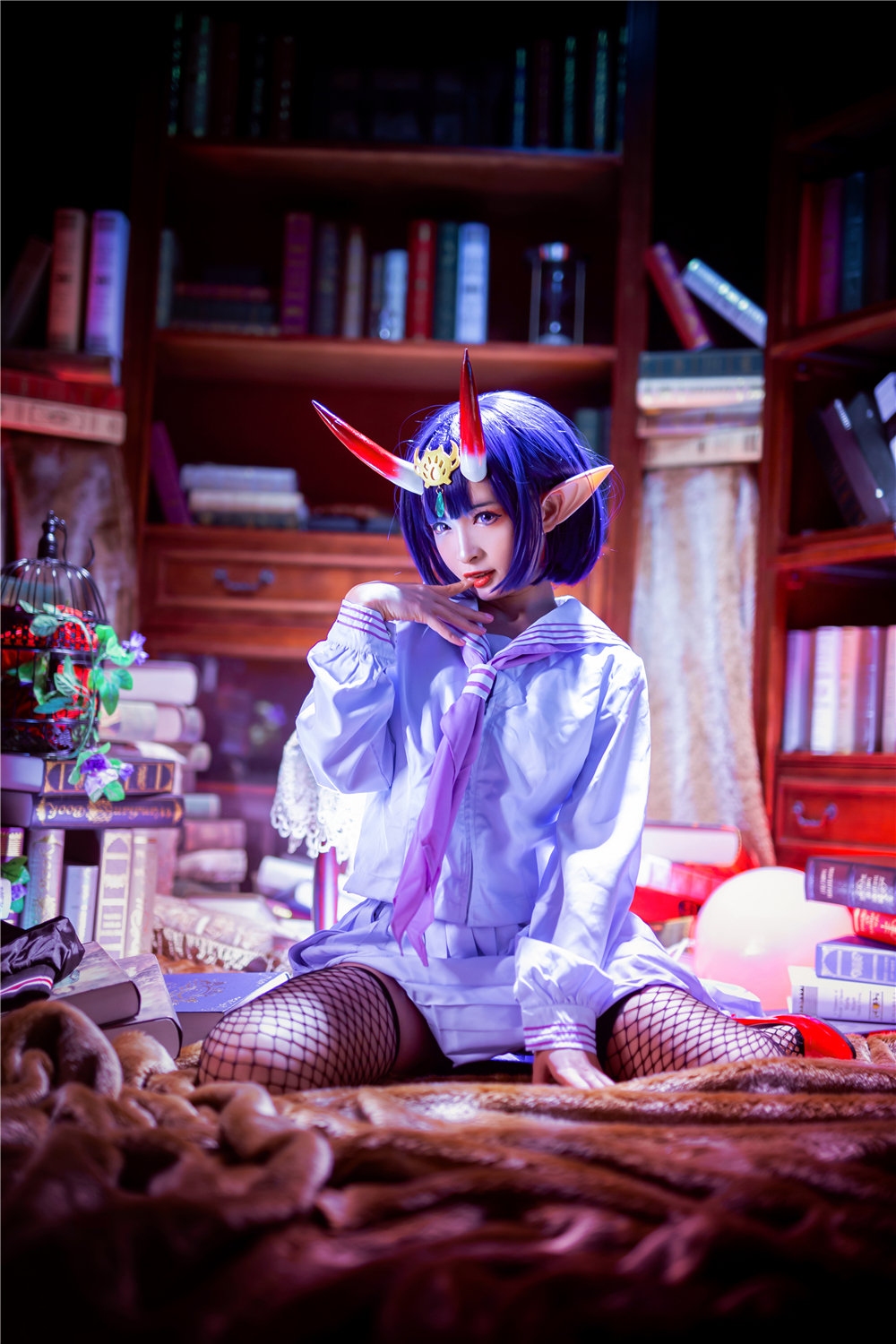 cos酒吞童子同人犄角和兽耳增添无限野性