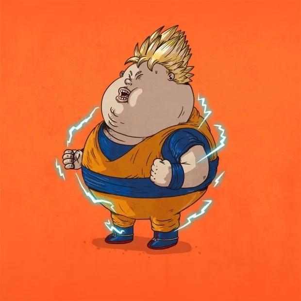 幽默插画当动漫英雄都是吃货