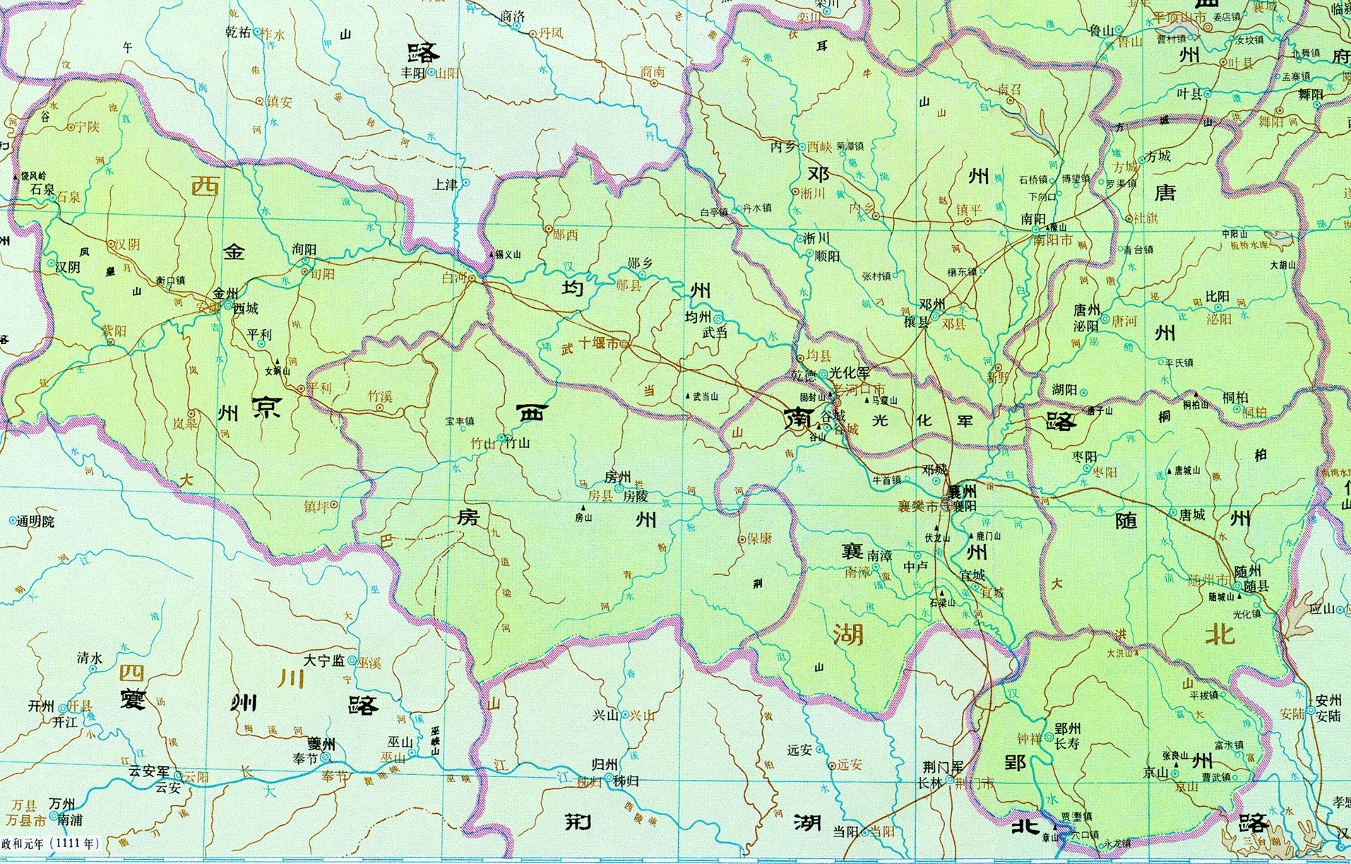 北宋二十五路行政区地图(含人口,面积及辖内府,州,军名)