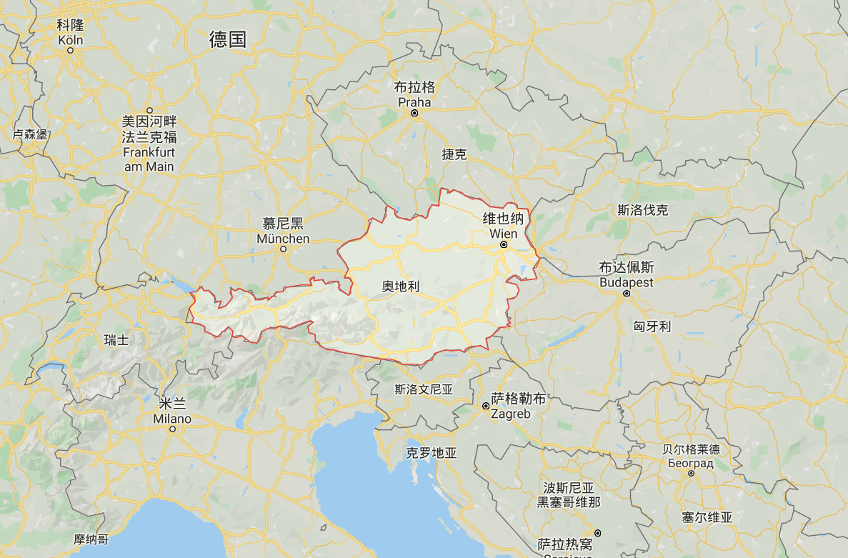 奥地利地图位置图片