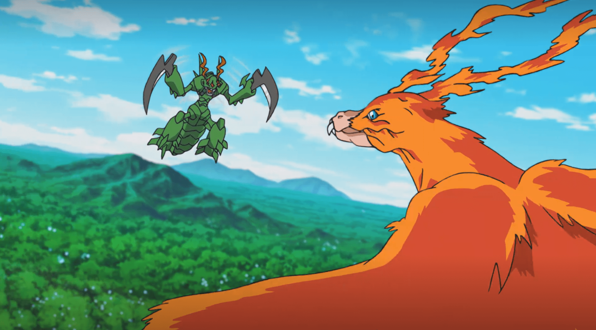 在新版数码宝贝中,动画组和特地将螳螂兽安排成了巴多拉兽的对手,让迦