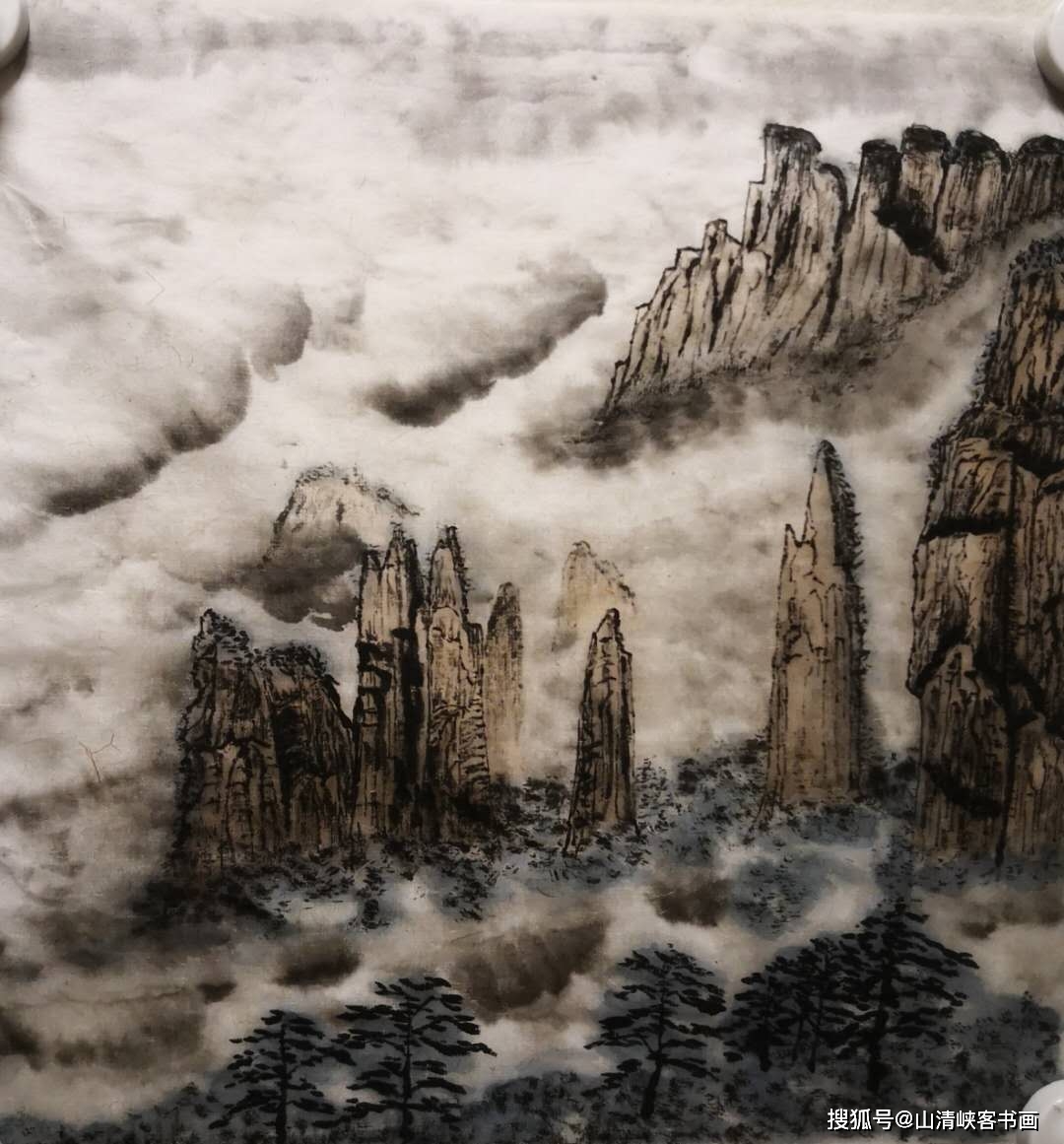 山清峡客学生国画山水作品张家界印象