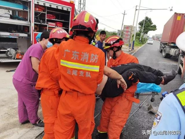 凌晨,陆丰324国道车祸,大货车撞成这样