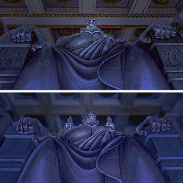 当宙斯的雕像见到海克力士的时候,便展露一抹满意的微笑.11.