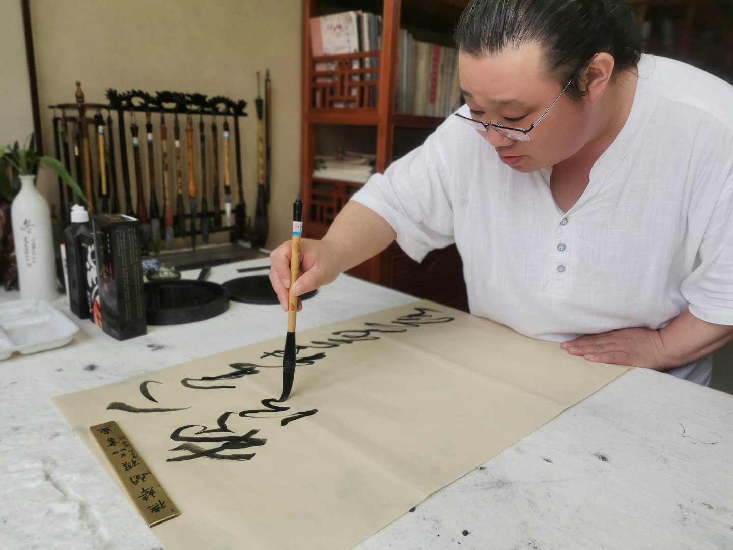 中国道家书法传承人张宗明教授出席2020白山黑水中秋赏月汇