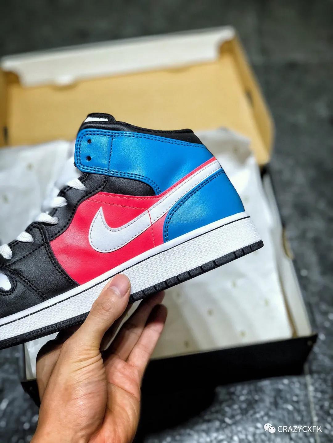 乔丹airjordan1midaj1multipatent红白蓝拼接球鞋cv4891001