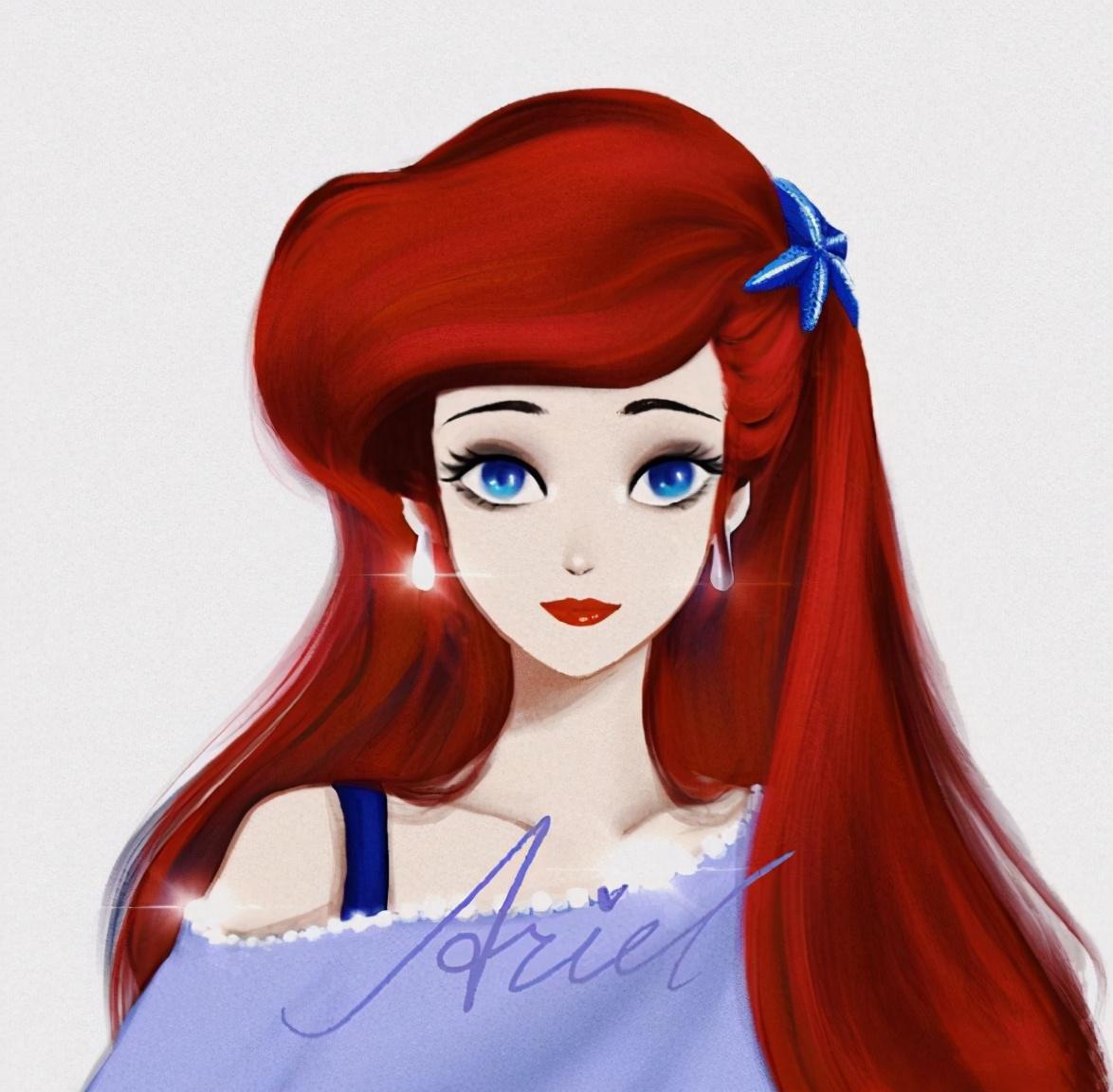 迪士尼公主也拍证件照白雪公主和木兰像姐妹美人鱼头发抢镜