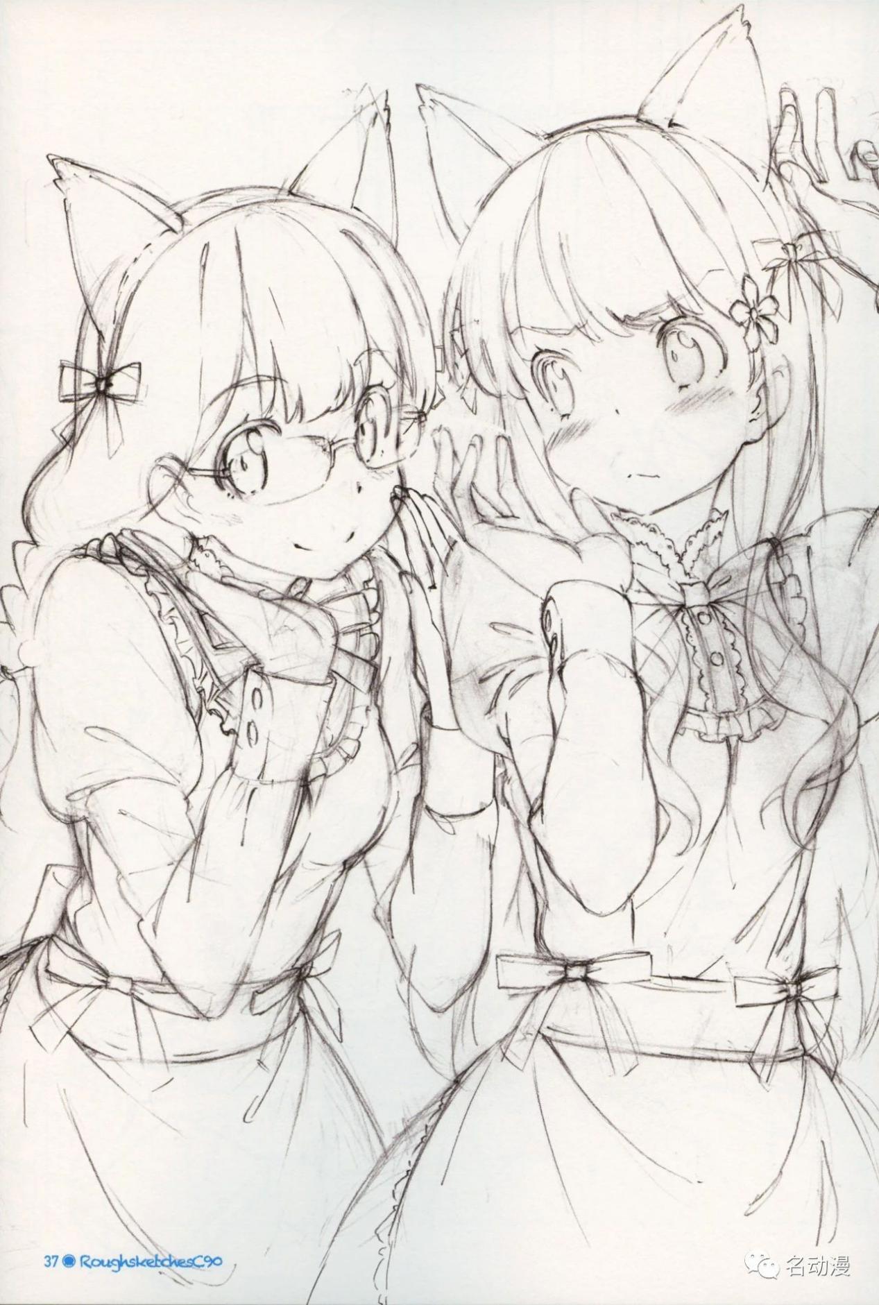 日系手绘插画线稿作品喜欢萌系美少女的小伙伴不要错过了哦