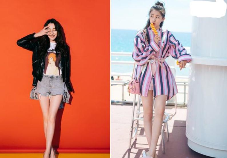 172的关晓彤和168的热巴,两人穿同一款鞋子,谁是腿精一目了然