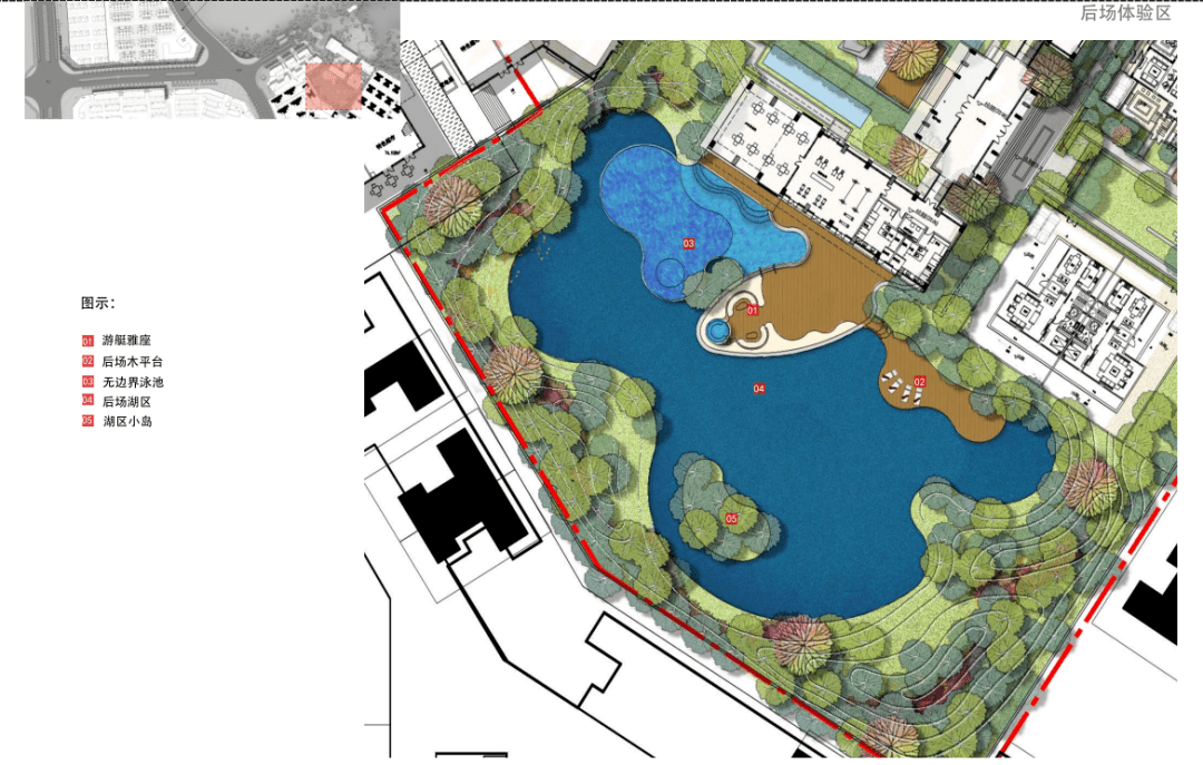 入口形象区(缘起)——穿过林荫大道(酝酿)——到达商业街文化广场(渐