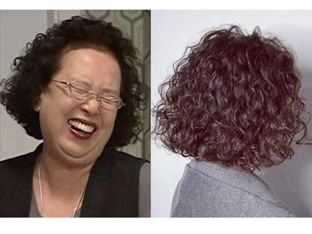 这发型就是韩剧《搞笑一家人》里七十多岁的罗文姬奶奶留的发型,标准